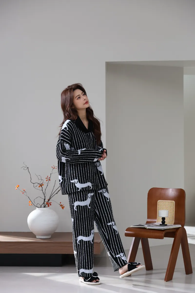 ชุดสูท Homewear ขนแกะนุ่มสำหรับผู้หญิง
