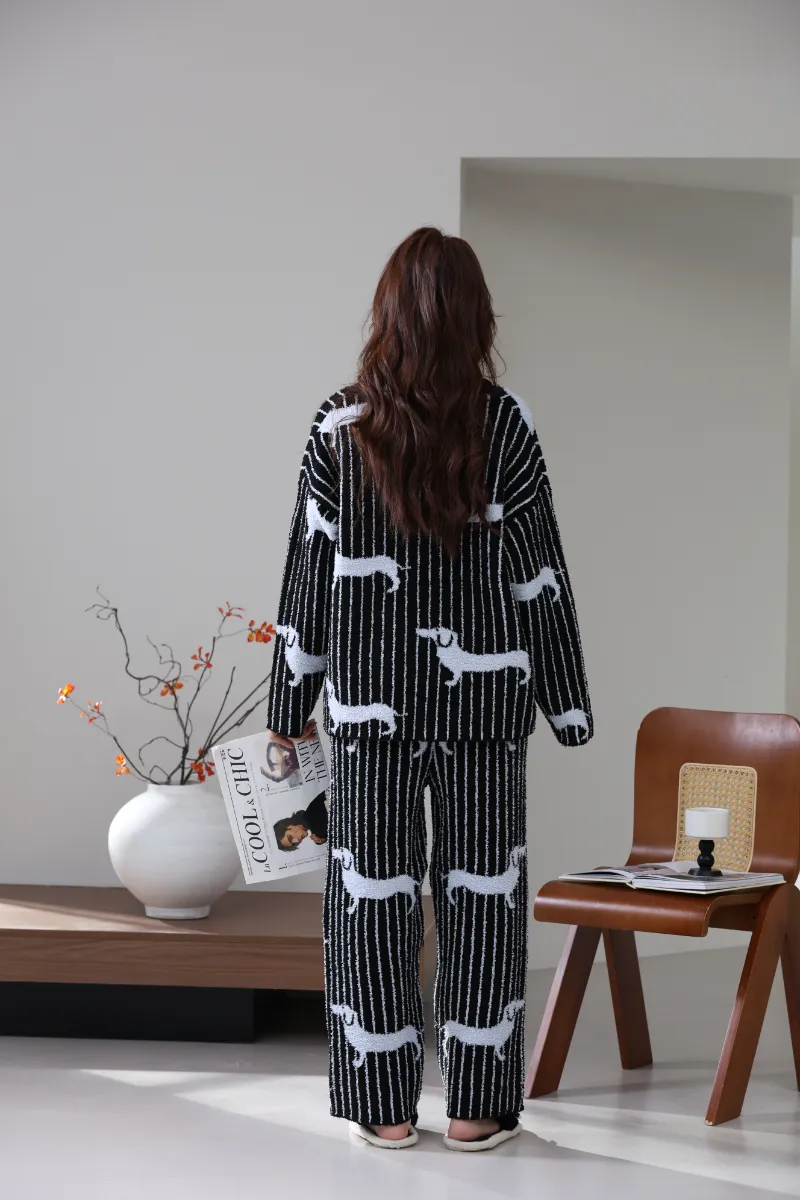 ชุดสูท Homewear ขนแกะนุ่มสำหรับผู้หญิง