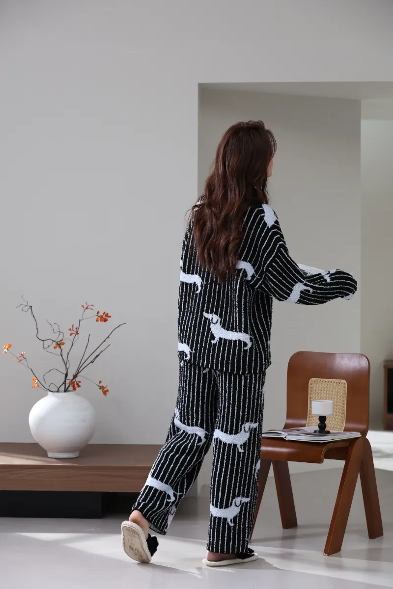 ชุดสูท Homewear ขนแกะนุ่มสำหรับผู้หญิง